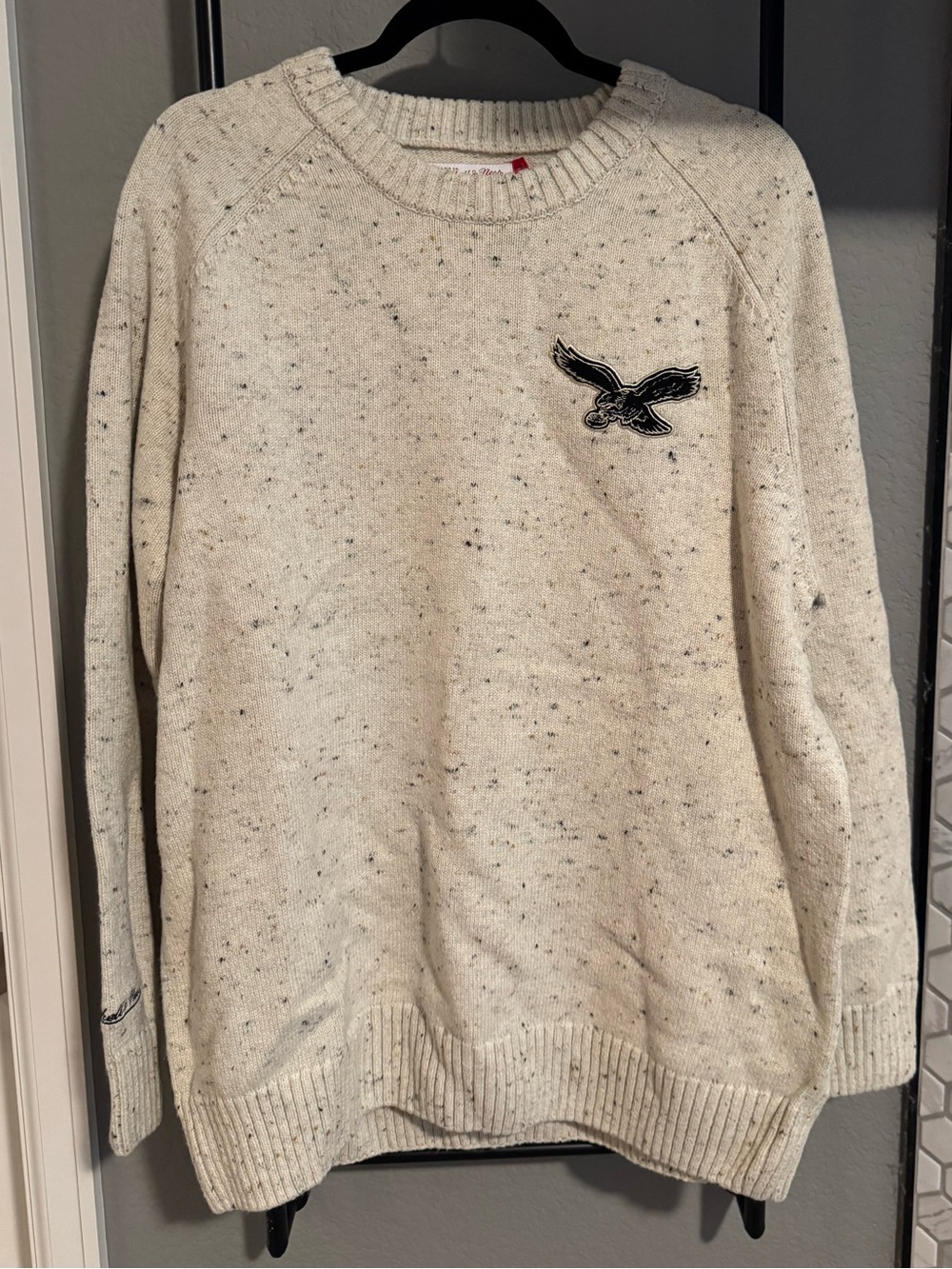 Mitchell & Ness Cream Flecked Philadelphia Eagles Crewneck Sweater Men’s Large